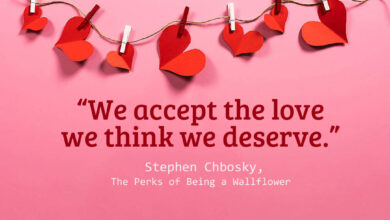 We accept the love we think we deserve.” ― Stephen Chbosky, The Perks of Being a Wallflower