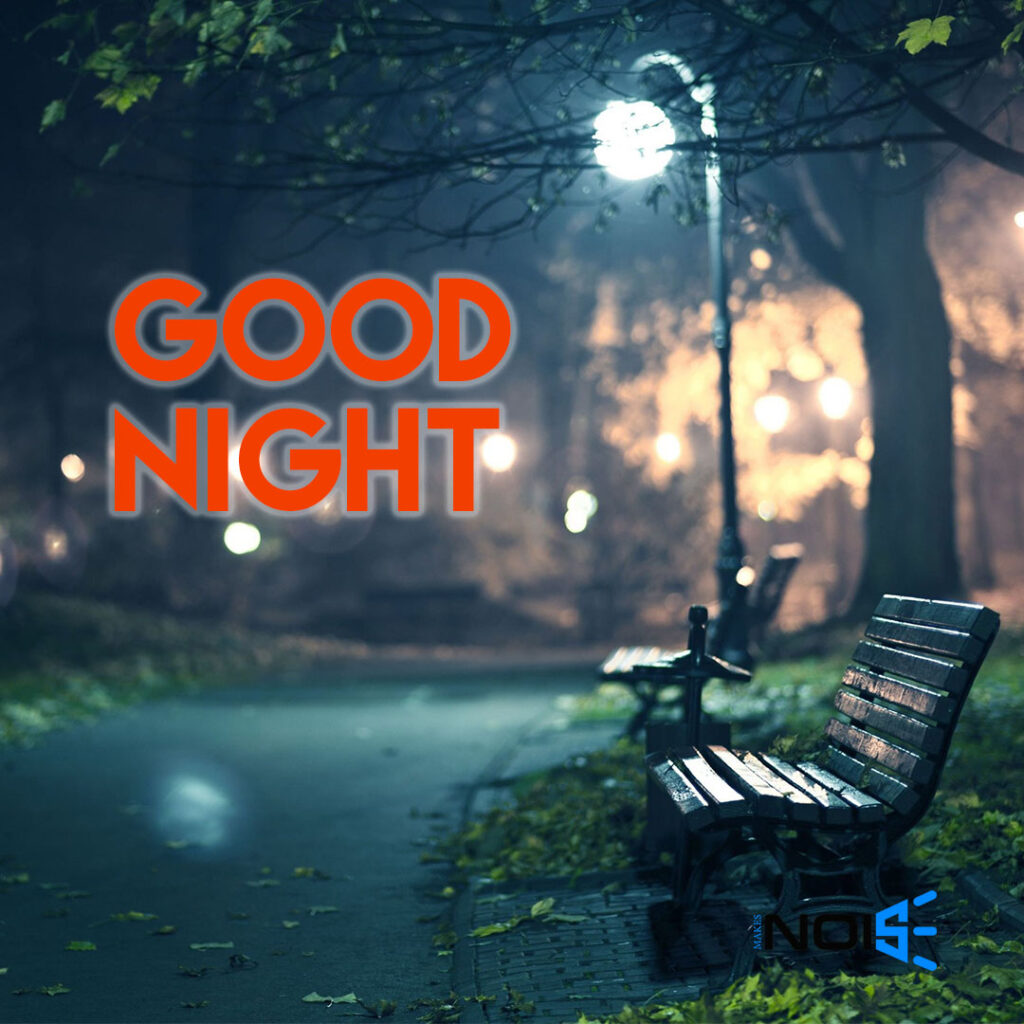 Good Night whatsapp dp pics : Street light & Bench in Dark Night