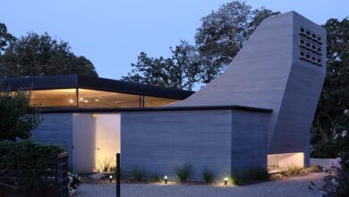 Photo of Neal Schwartz includes dovecotes in “chapel-like” California home studio