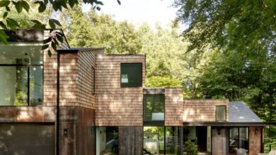 Photo of Colleen Healey clads renovated Maryland home in Corten steel and cedar