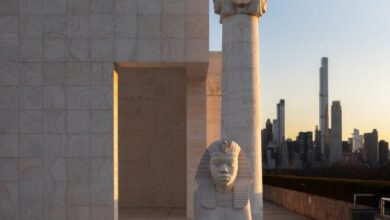 Photo of Lauren Halsey covers Egyptian installation on Met rooftop with LA street art