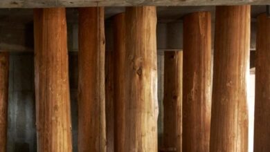 Photo of Wooden logs frame Forest Office in Japan by Tomoaki Uno Architects