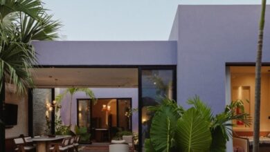 Photo of Workshop Architects renovates and expands purple Mérida home