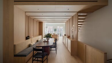 Photo of Oak panels and screens adorn Carroll Gardens Townhouse