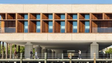 Photo of International African American Museum lifted above Charleston site