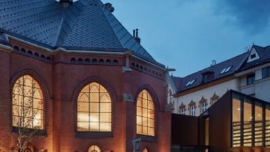 Photo of Atelier-r refreshes neo-gothic church with angular black extension