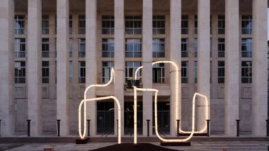 Photo of Objects of Common Interest installs snake-like light in Bergamo piazza