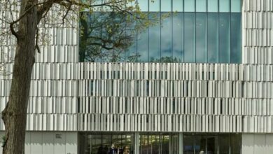 Photo of Eskew Dumez Ripple clads museum in fluted precast stone facade