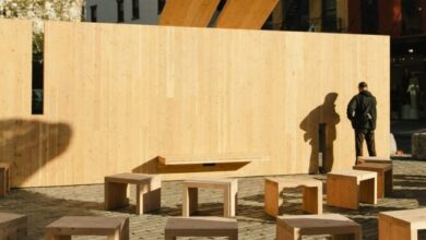 Photo of Bamboo canopy and CLT space feature at Design Pavilion in New York