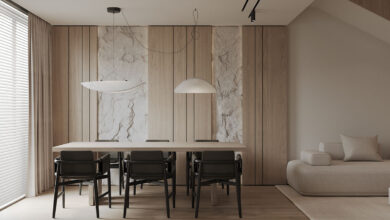 Photo of A Chic Family Home Interior In Pale Earth Tones