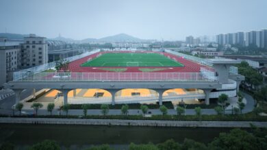 Photo of Concrete vaults support rooftop football pitch in China by UAD